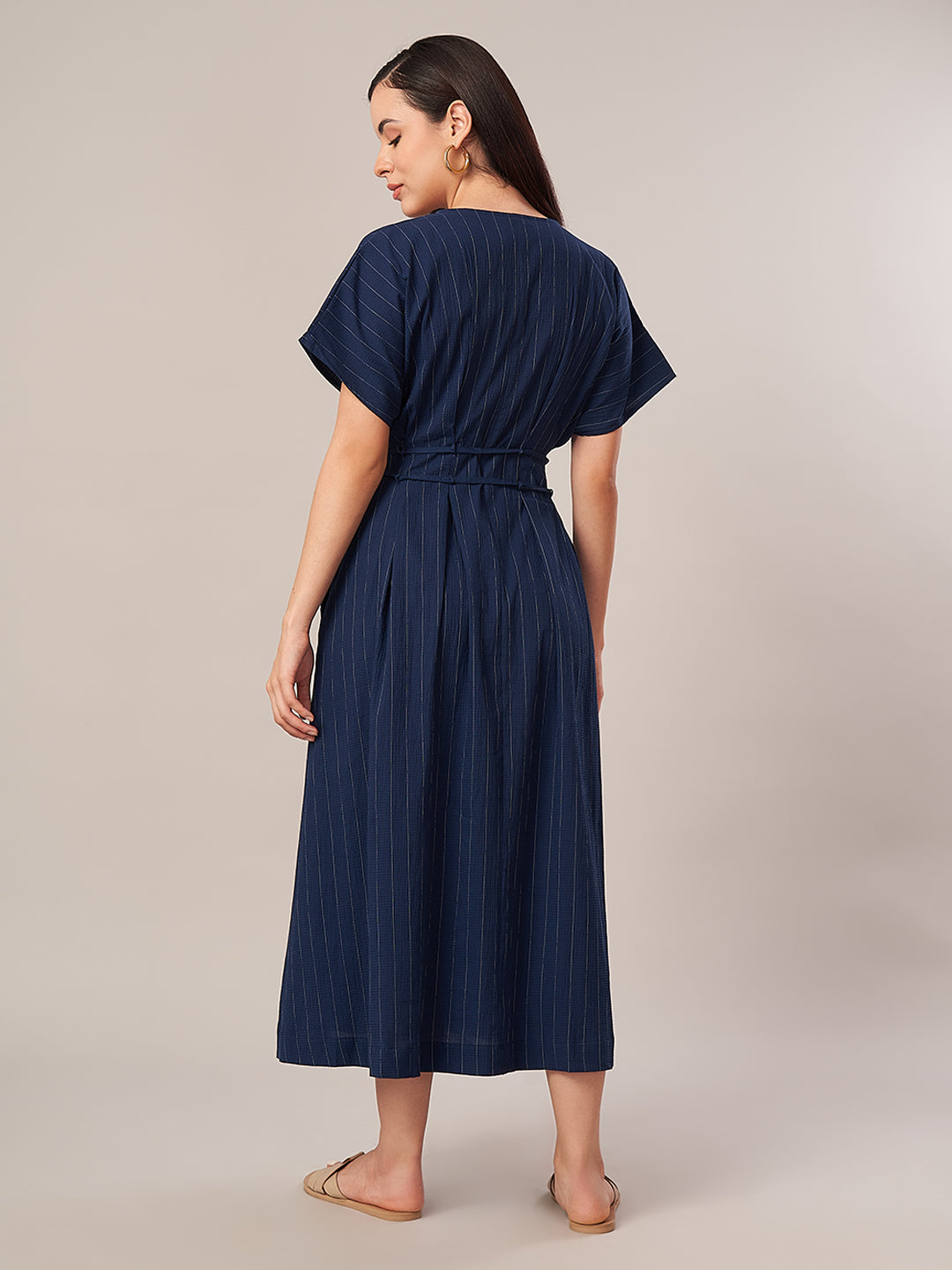Women's Cotton Lycra Regular Fit Dress Navy