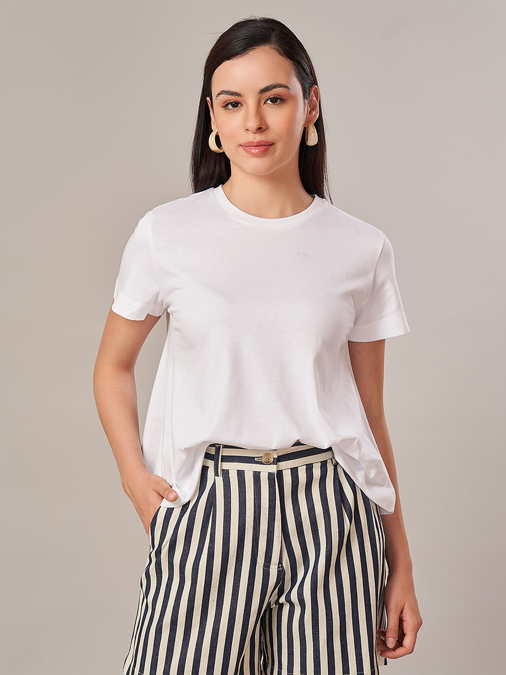 Women's 100% Cotton Regular Fit Tshirt White