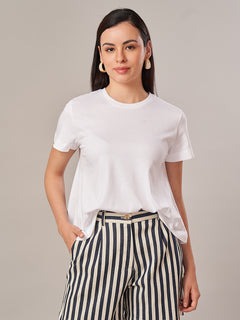 Women's 100% Cotton Regular Fit Tshirt White