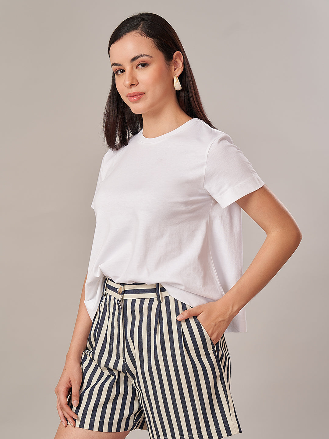 Women's 100% Cotton Regular Fit Tshirt White