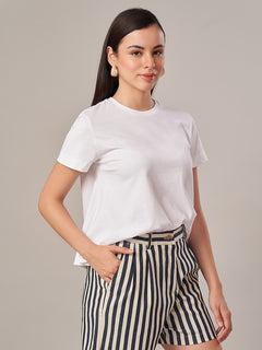 Women's 100% Cotton Regular Fit Tshirt White