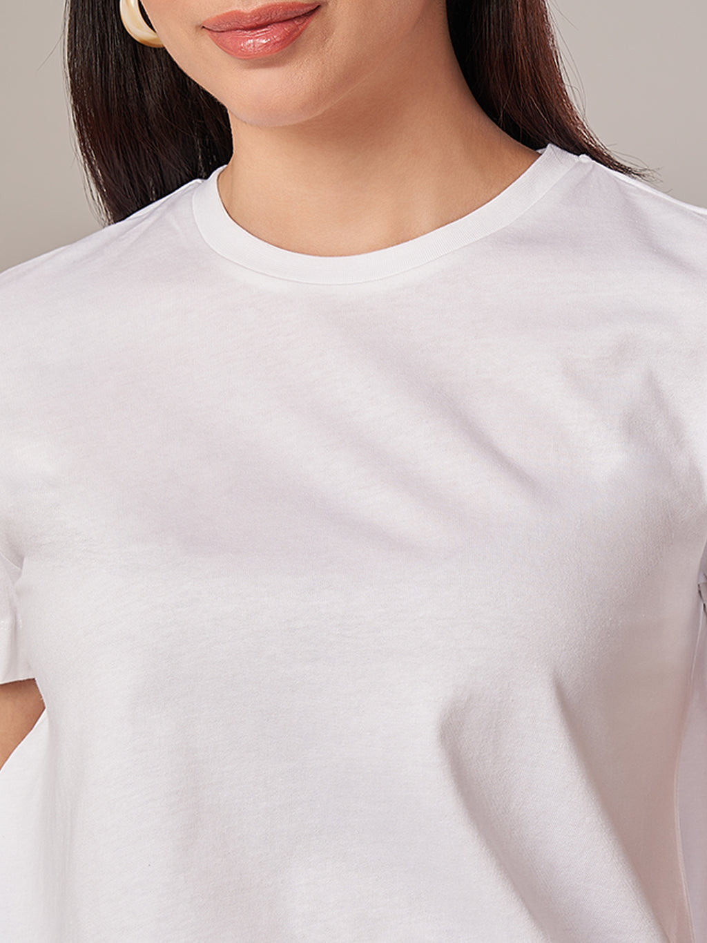 Women's 100% Cotton Regular Fit Tshirt White