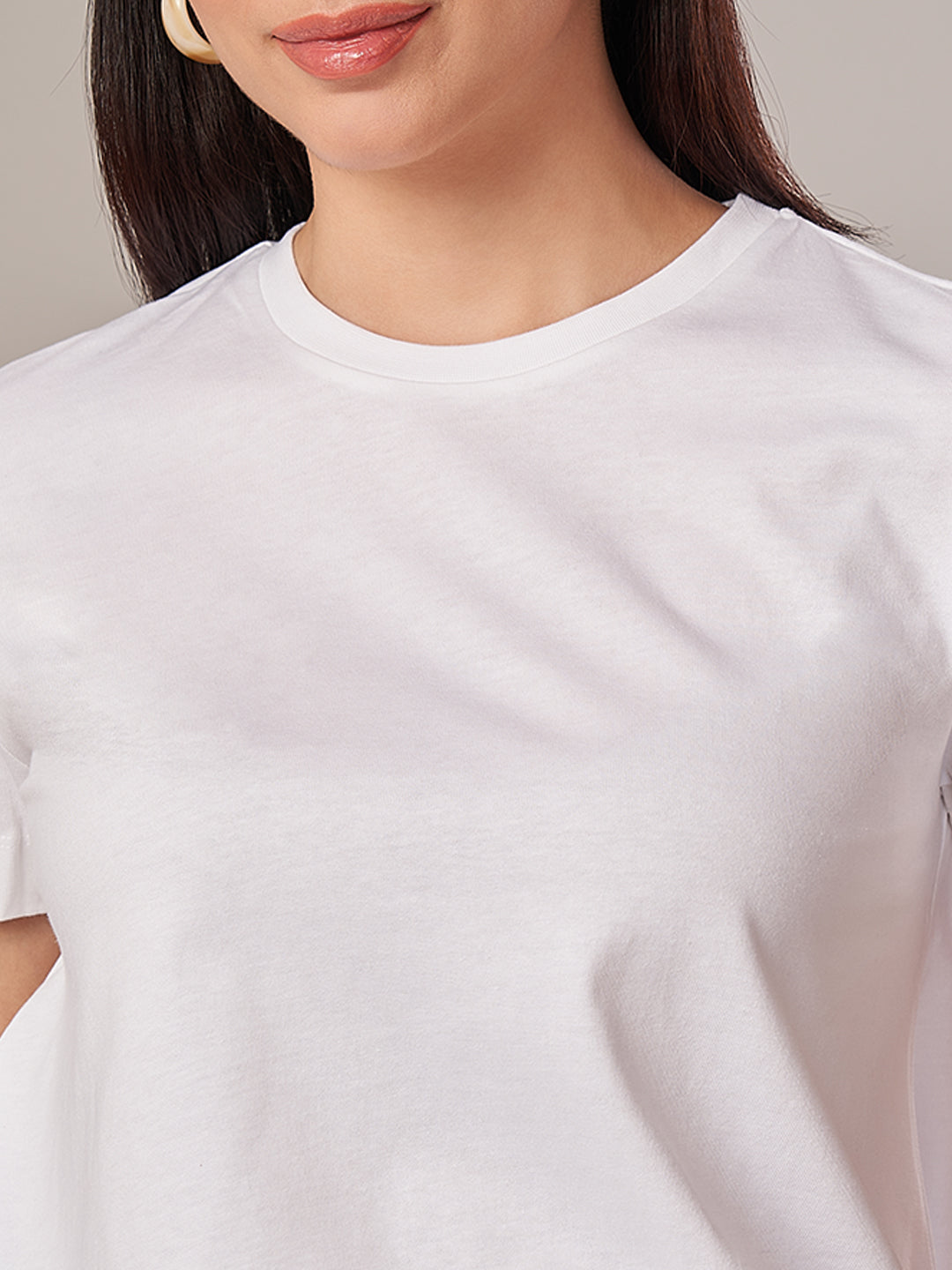 Women's 100% Cotton Regular Fit Tshirt White