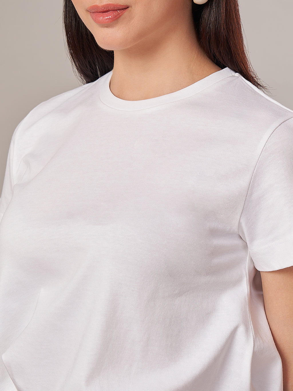 Women's 100% Cotton Regular Fit Tshirt White