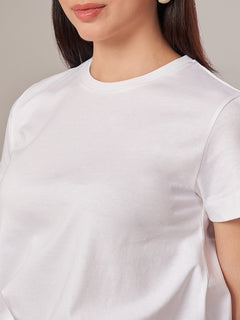 Women's 100% Cotton Regular Fit Tshirt White