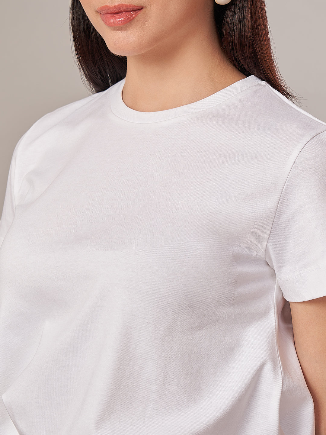 Women's 100% Cotton Regular Fit Tshirt White