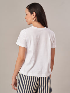 Women's 100% Cotton Regular Fit Tshirt White