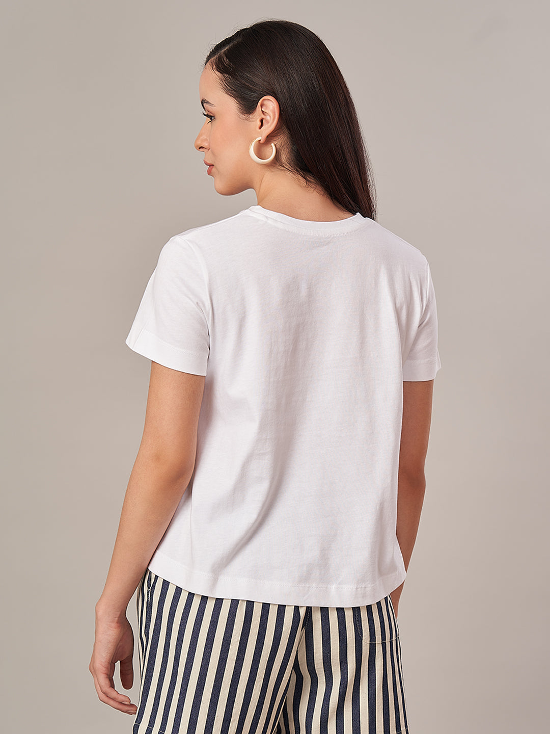 Women's 100% Cotton Regular Fit Tshirt White
