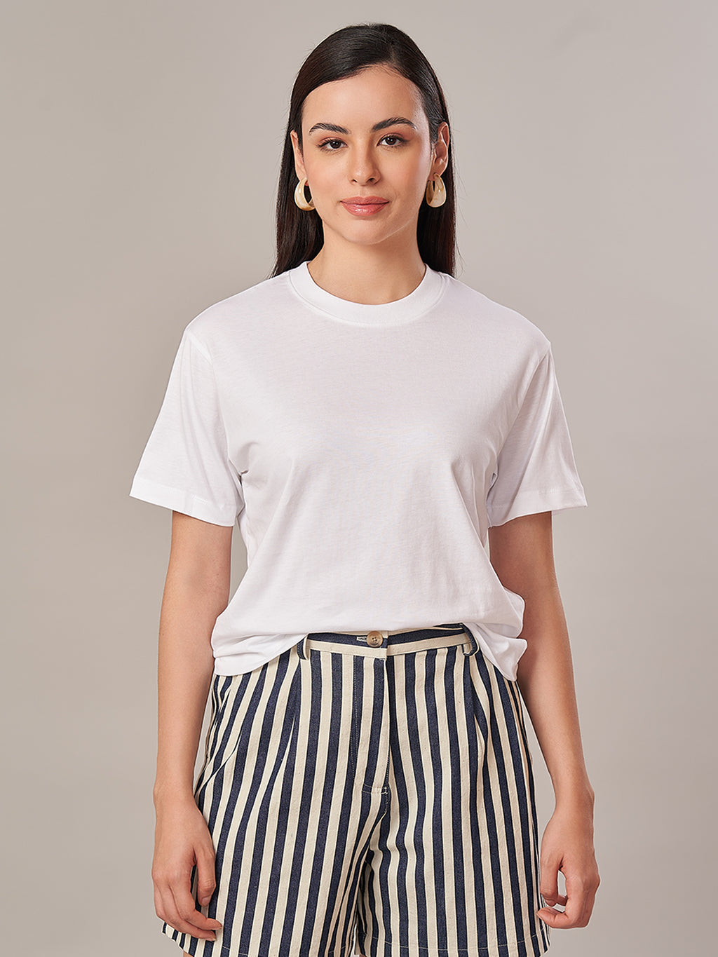 Women's 100% Cotton Regular Fit Tshirt White