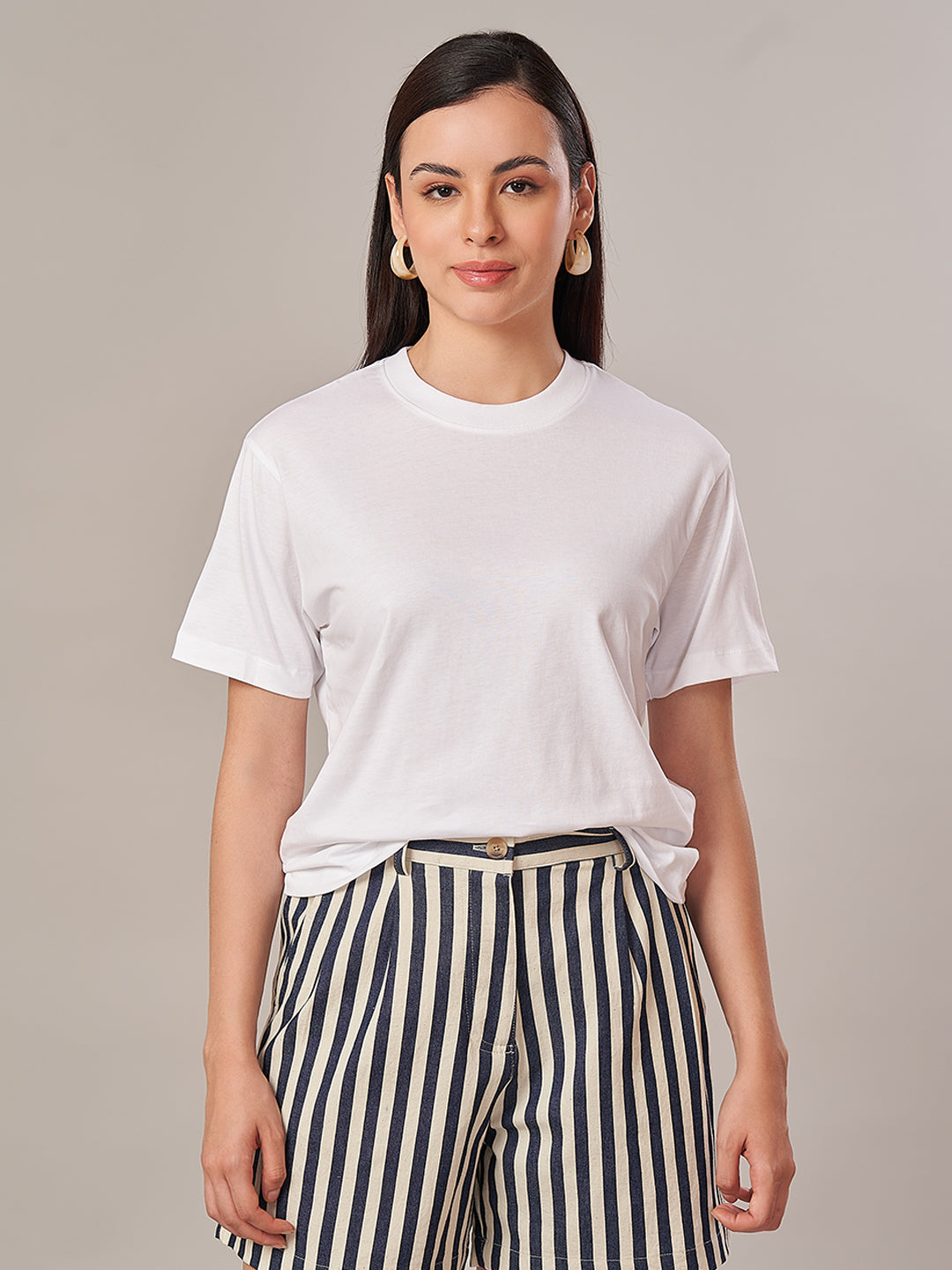 Women's 100% Cotton Regular Fit Tshirt White
