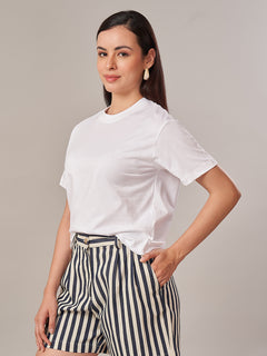 Women's 100% Cotton Regular Fit Tshirt White
