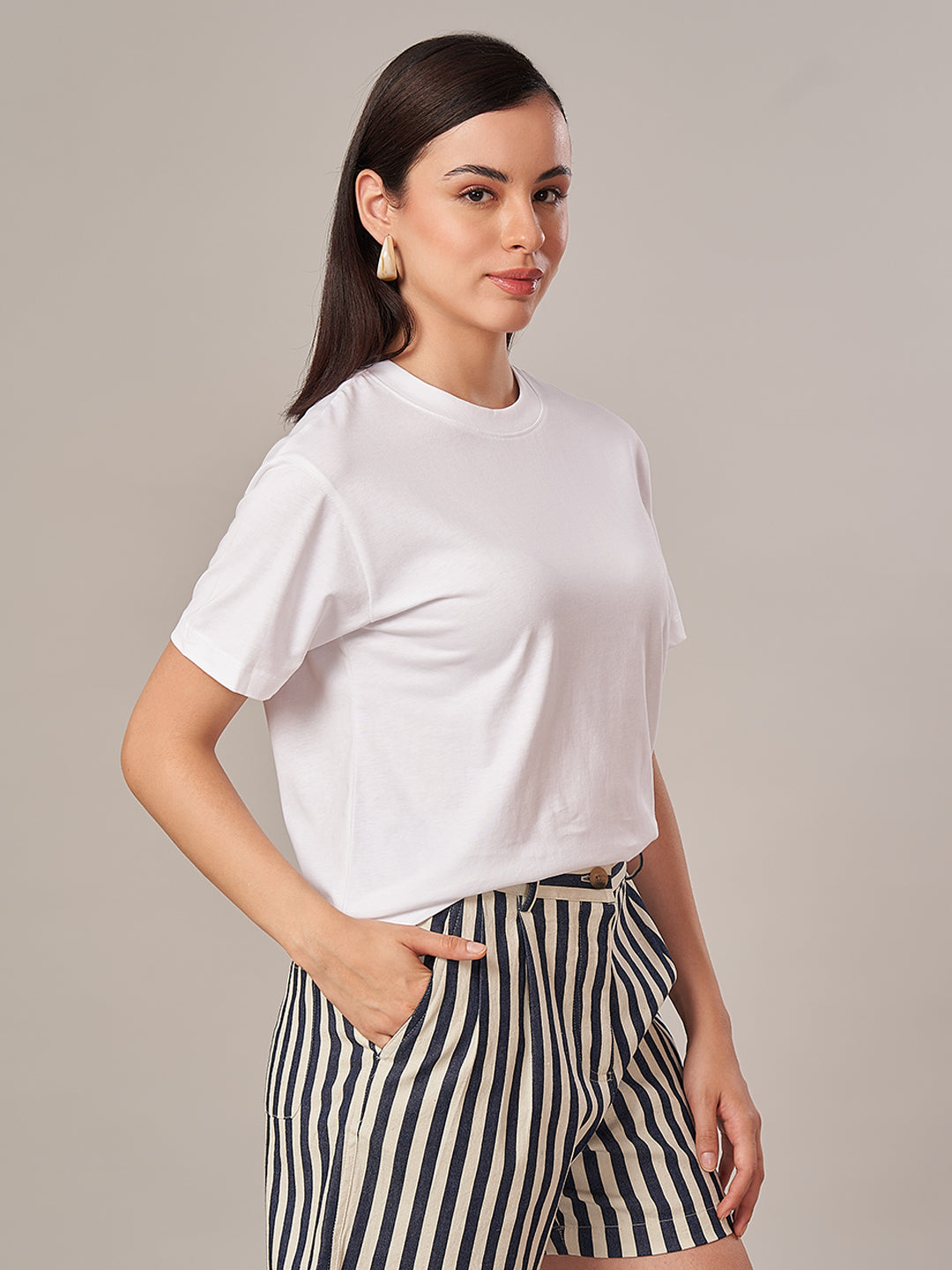 Women's 100% Cotton Regular Fit Tshirt White