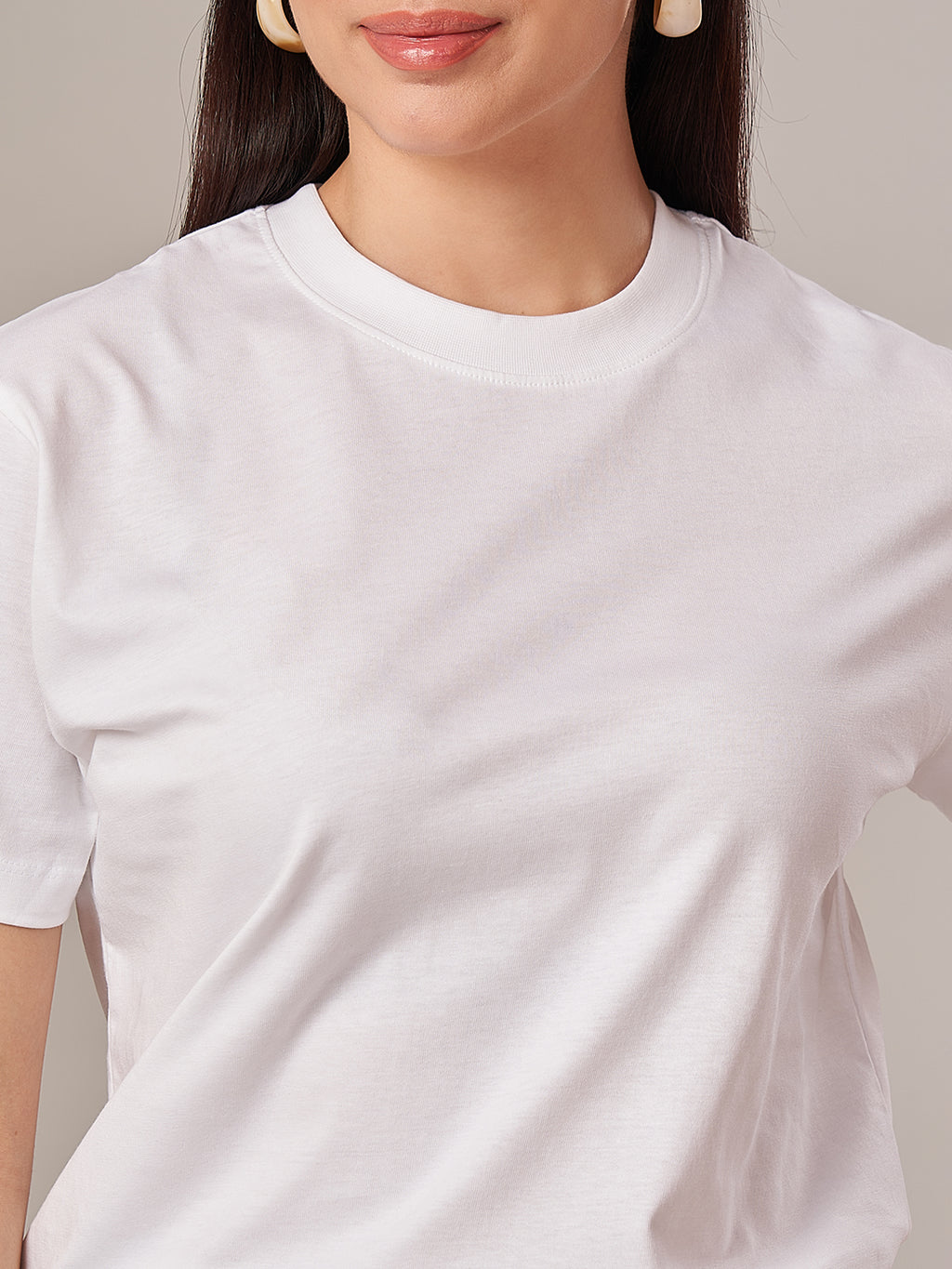 Women's 100% Cotton Regular Fit Tshirt White