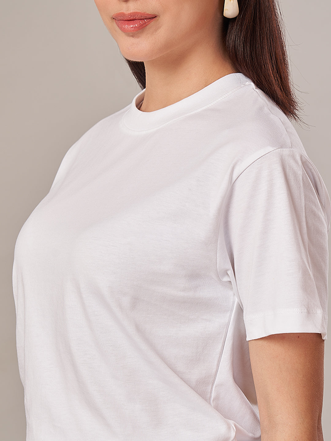 Women's 100% Cotton Regular Fit Tshirt White