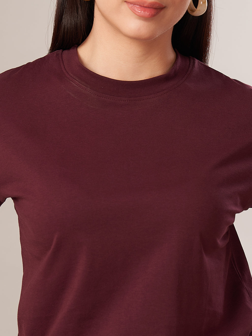 Women's 100% Cotton Regular Fit Tshirt Wine