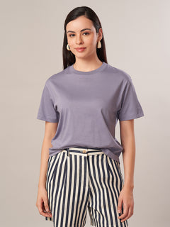 Women's 100% Cotton Regular Fit Tshirt Lavender