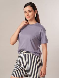 Women's 100% Cotton Regular Fit Tshirt Lavender