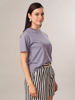 Women's 100% Cotton Regular Fit Tshirt Lavender