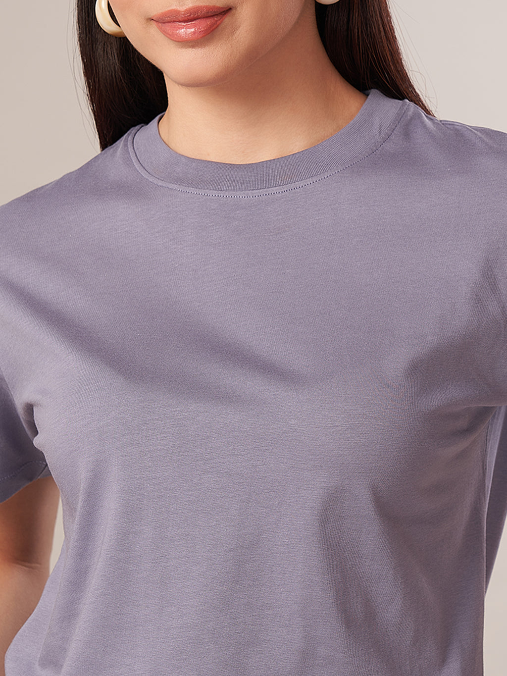 Women's 100% Cotton Regular Fit Tshirt Lavender