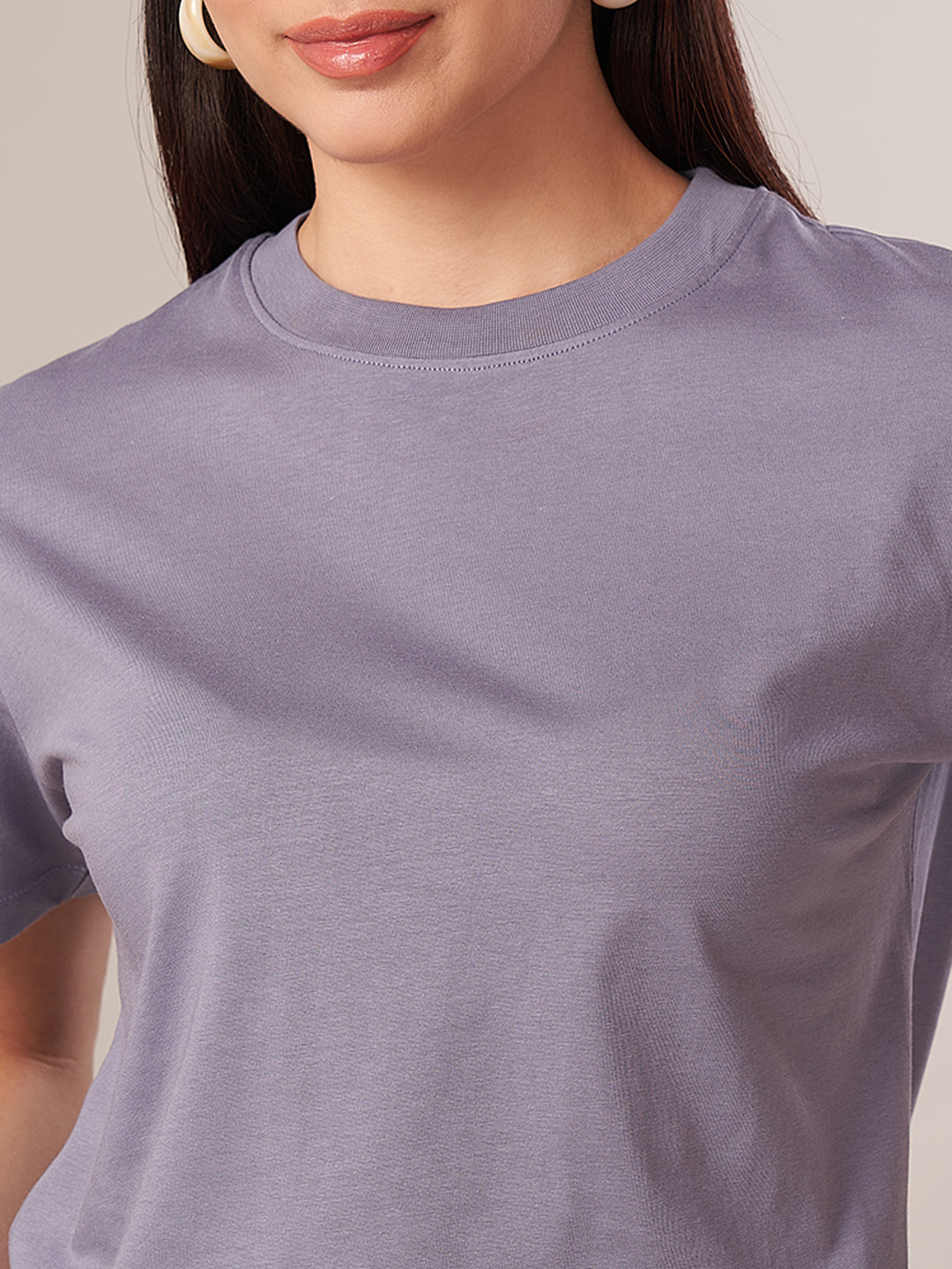 Women's 100% Cotton Regular Fit Tshirt Lavender