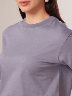 Women's 100% Cotton Regular Fit Tshirt Lavender