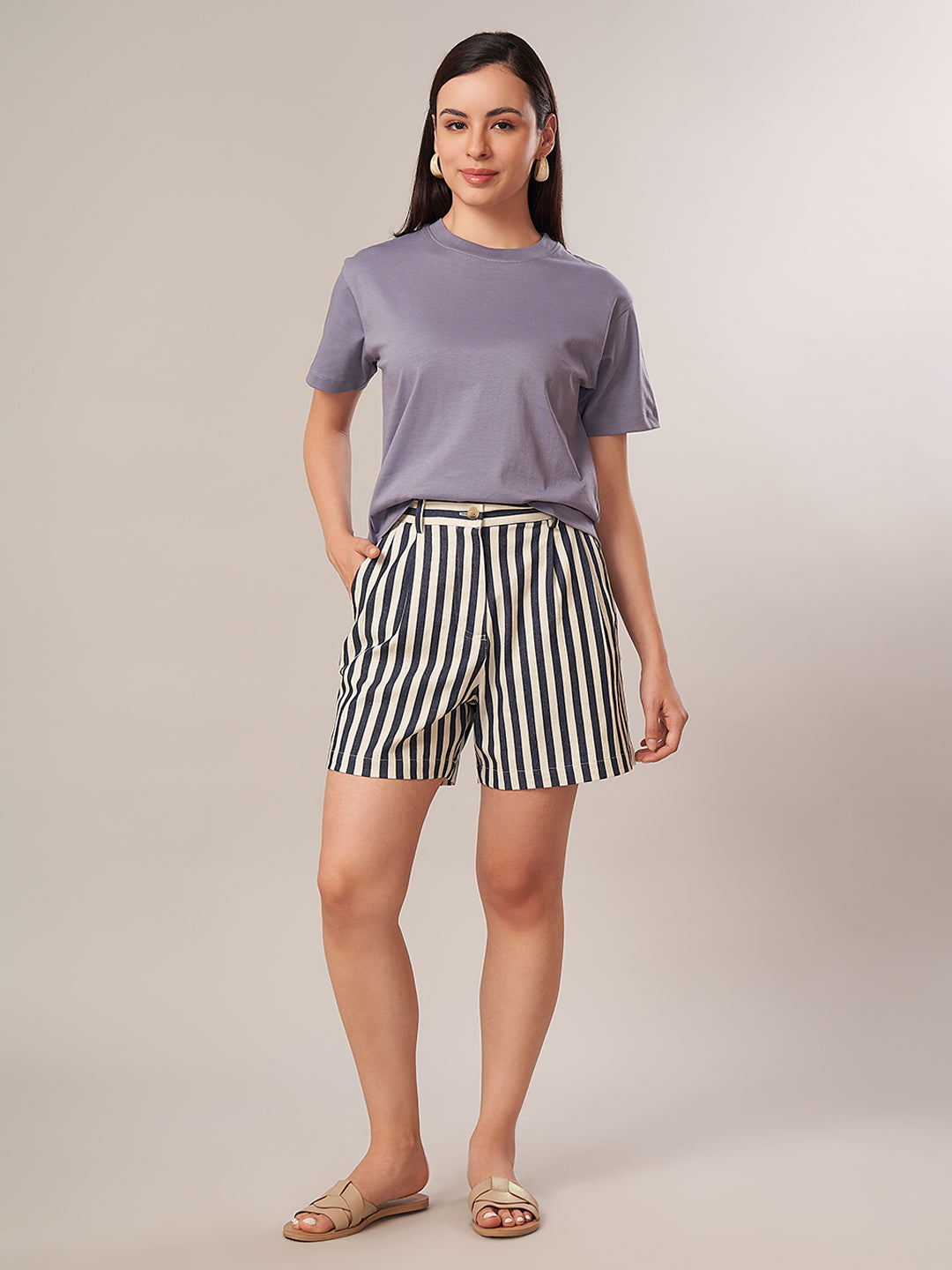 Women's 100% Cotton Regular Fit Tshirt Lavender