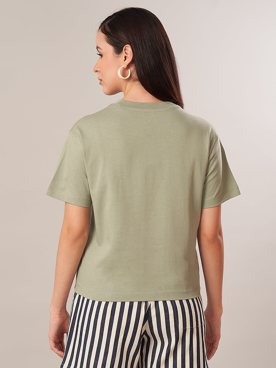 Women's 100% Cotton Regular Fit Tshirt Light Green