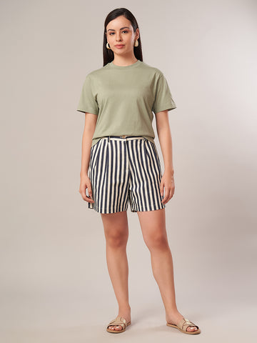 Women's Cotton Lycra Regular Fit Shorts Denim