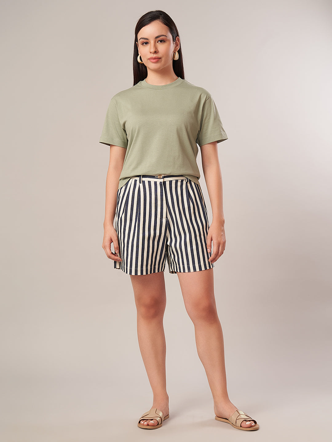 Women's Cotton Lycra Regular Fit Shorts Denim