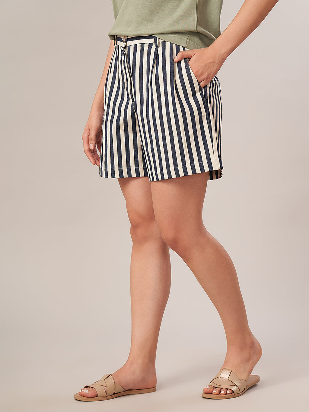 Women's Cotton Lycra Regular Fit Shorts Denim