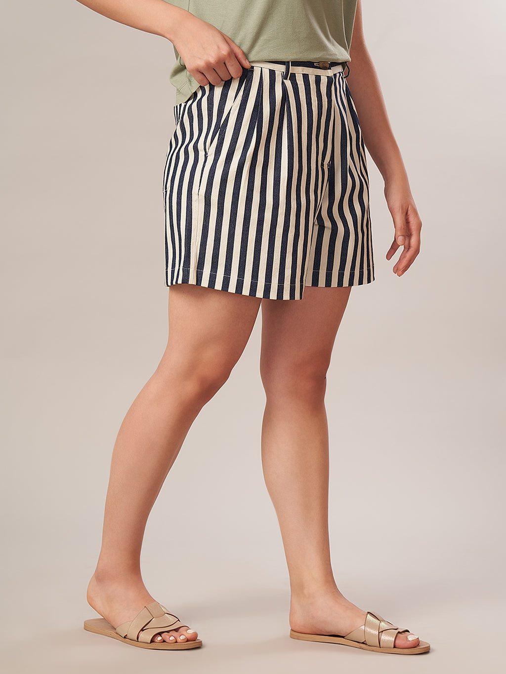 Women's Cotton Lycra Regular Fit Shorts Denim