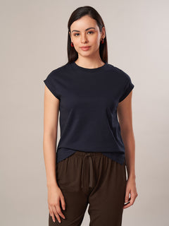 Women's 100% Cotton Regular Fit Tshirt Navy