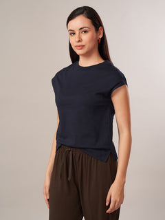 Women's 100% Cotton Regular Fit Tshirt Navy