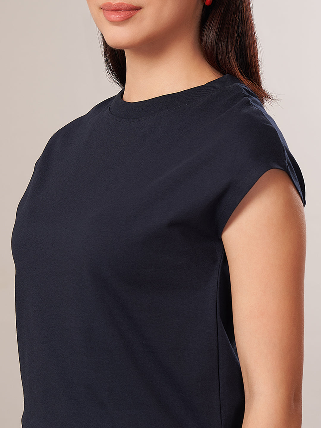 Women's 100% Cotton Regular Fit Tshirt Navy