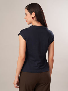 Women's 100% Cotton Regular Fit Tshirt Navy