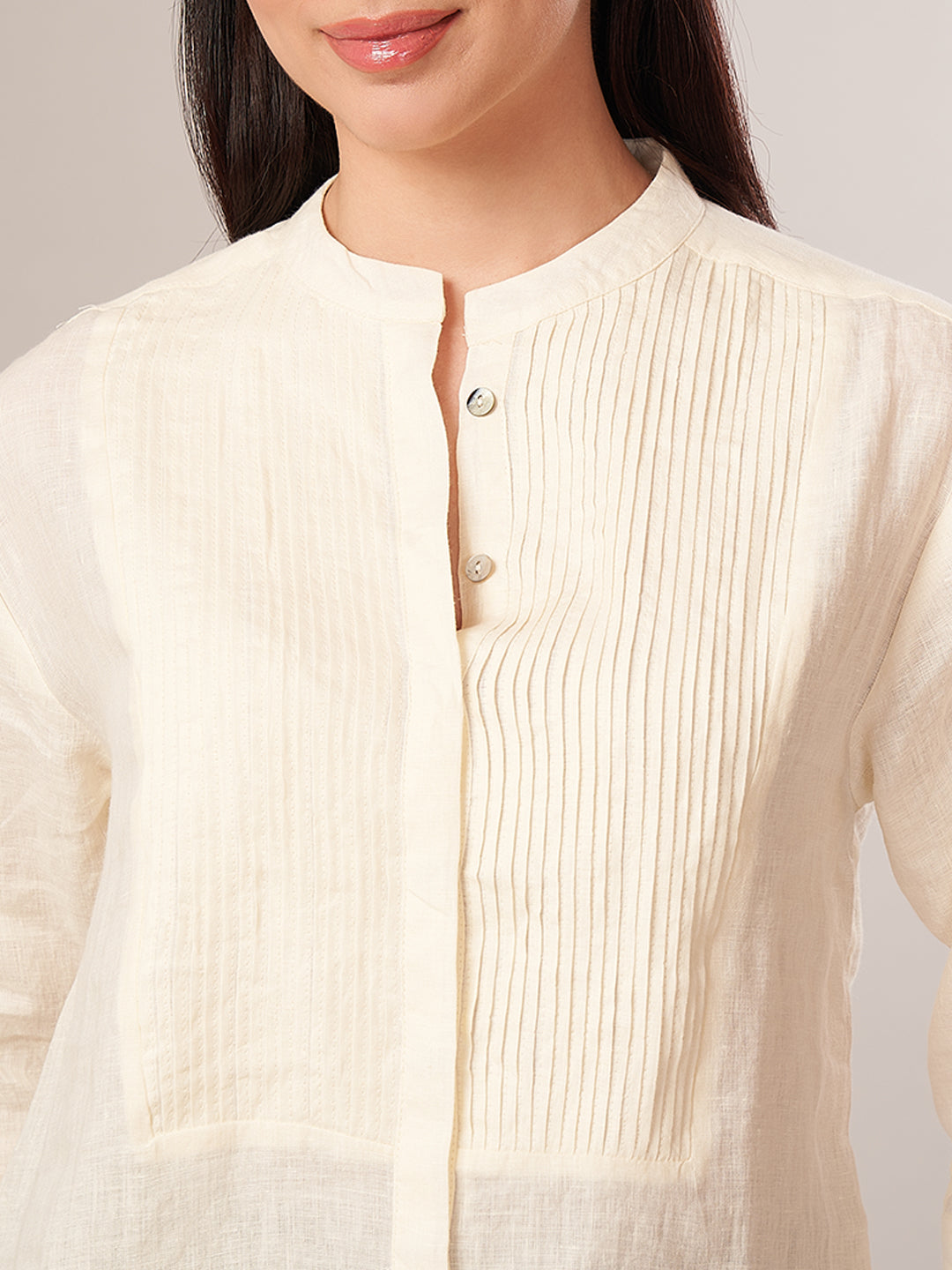 Women's 100% Linen Regular Fit Blouse Offwhite