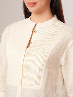 Women's 100% Linen Regular Fit Blouse Offwhite