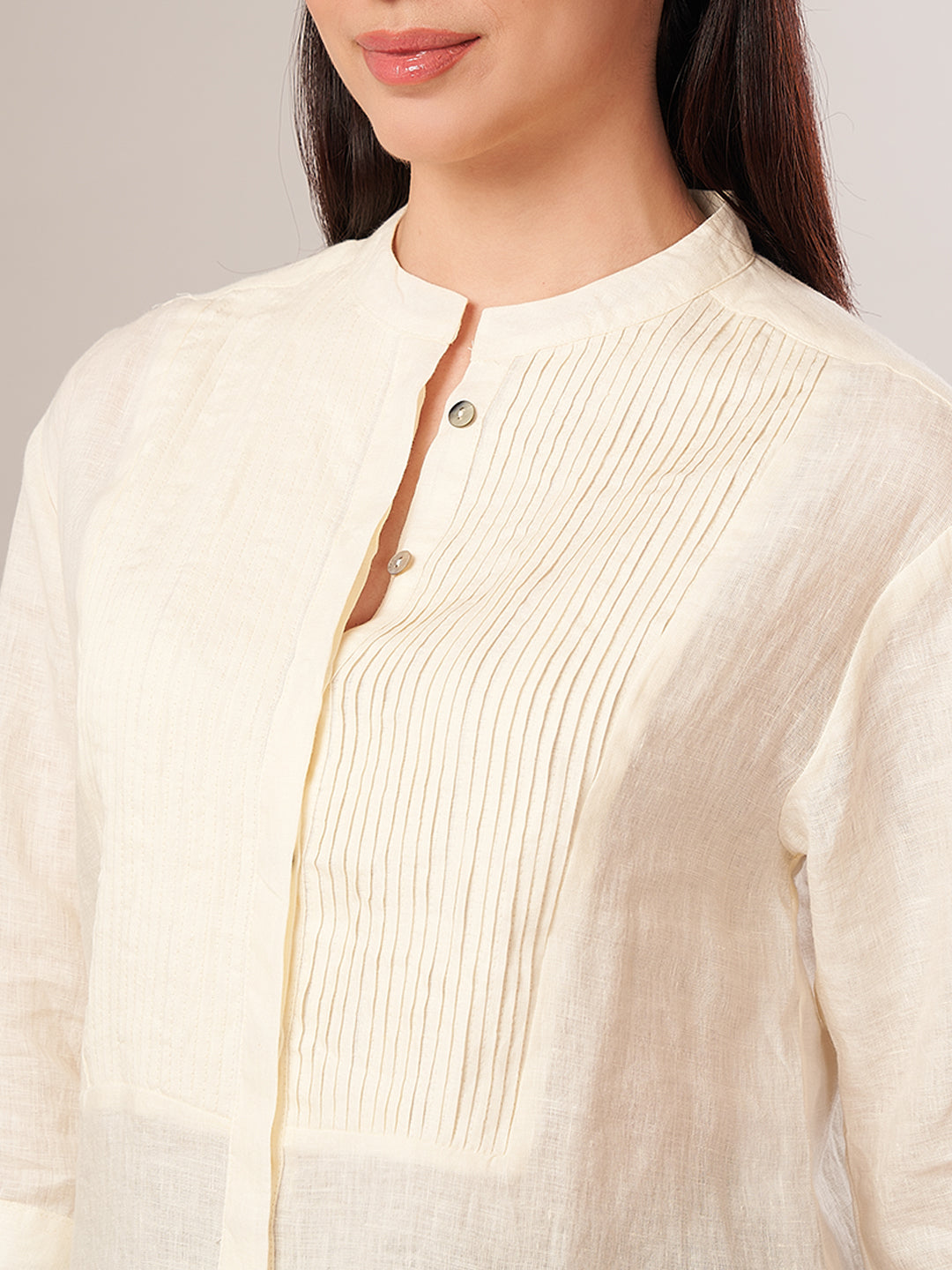 Women's 100% Linen Regular Fit Blouse Offwhite