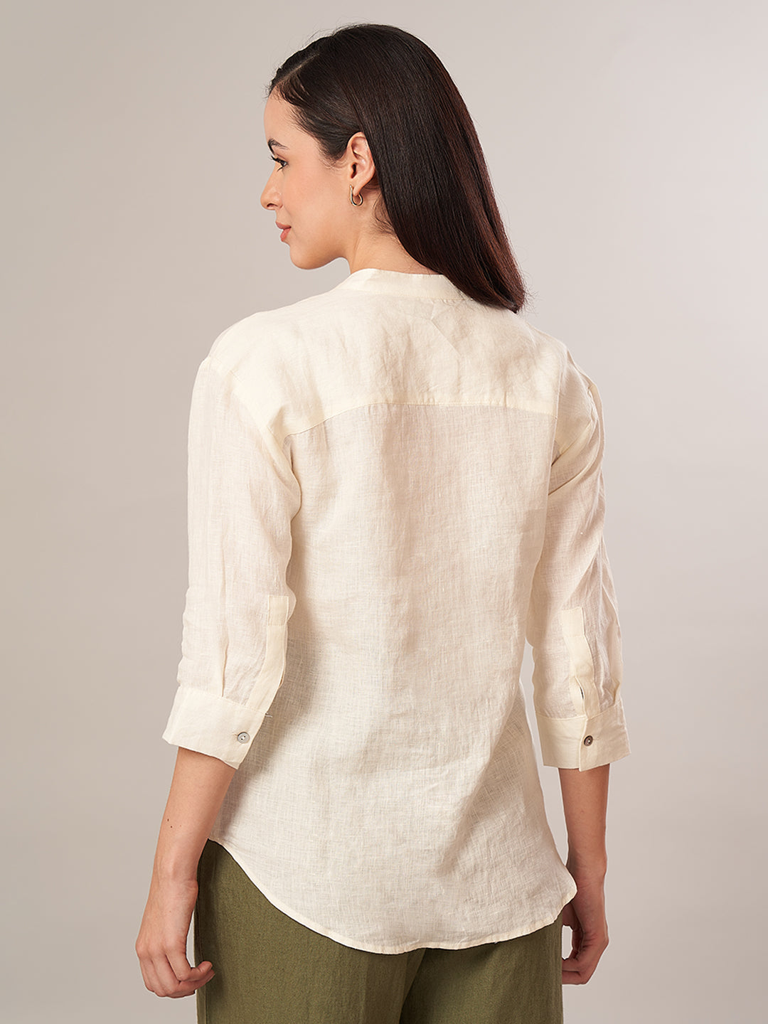 Women's 100% Linen Regular Fit Blouse Offwhite