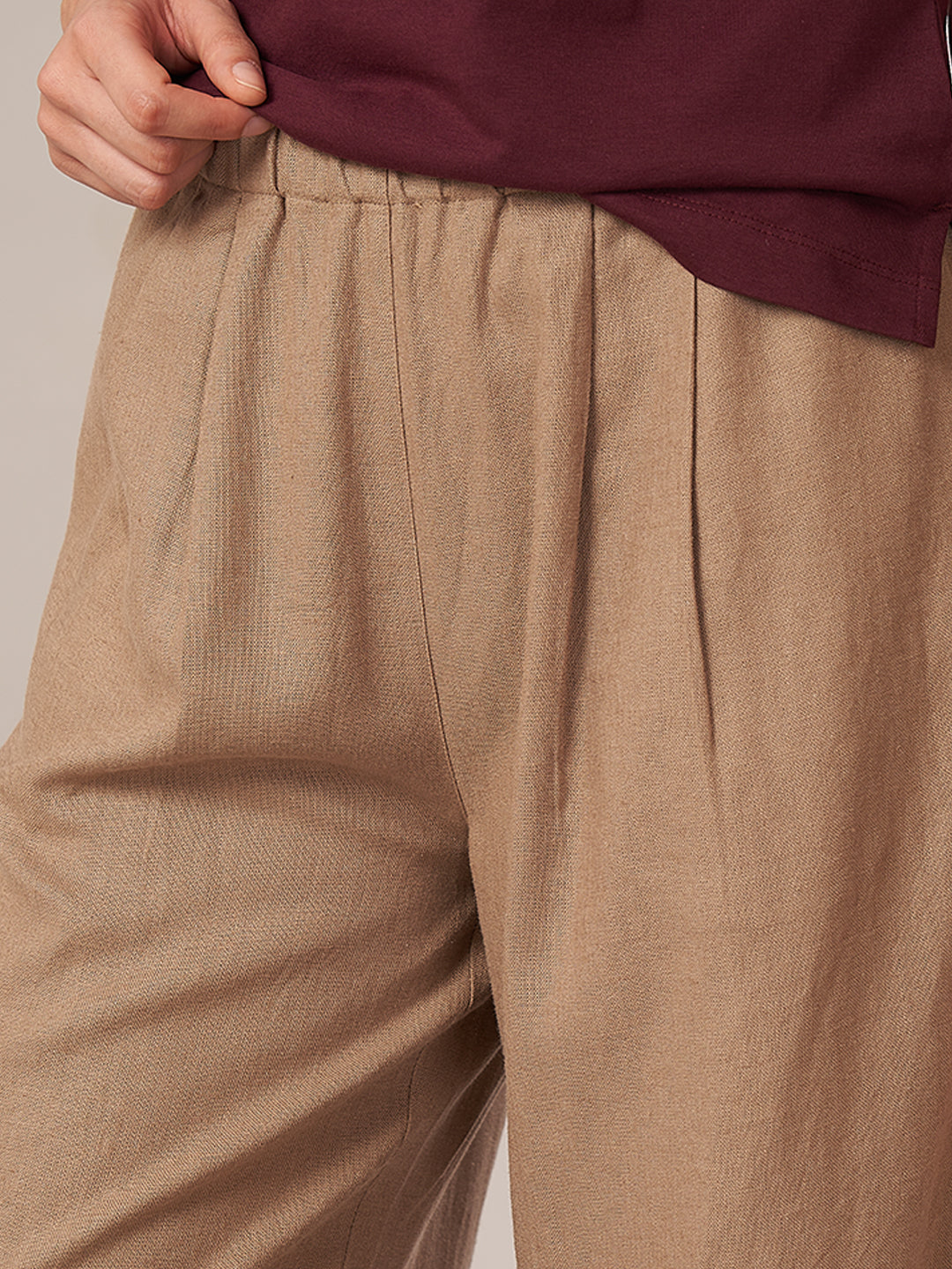 Women's Linen Viscose Regular Fit Pant Beige