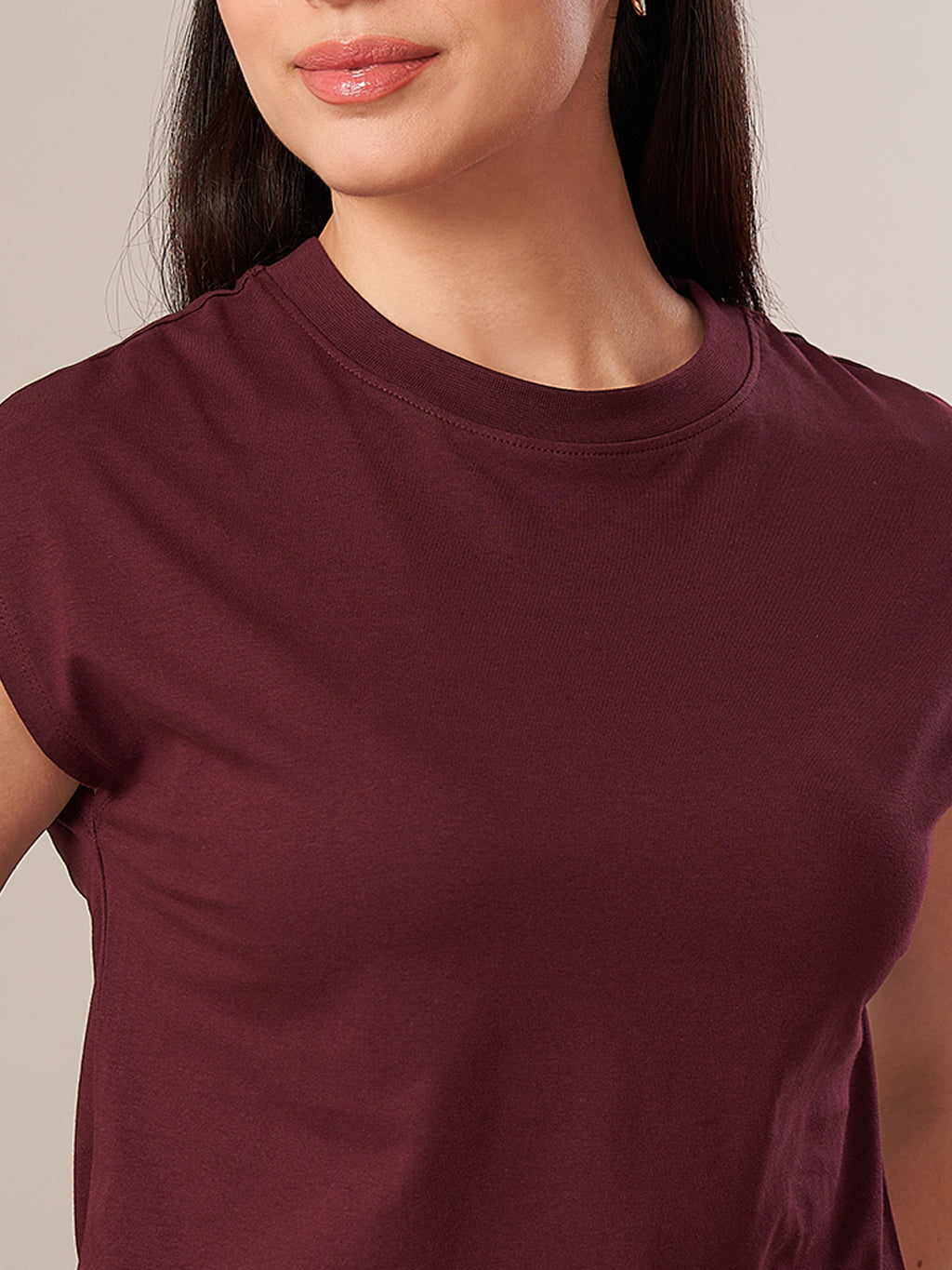 Women's 100% Cotton Regular Fit Tshirt Wine