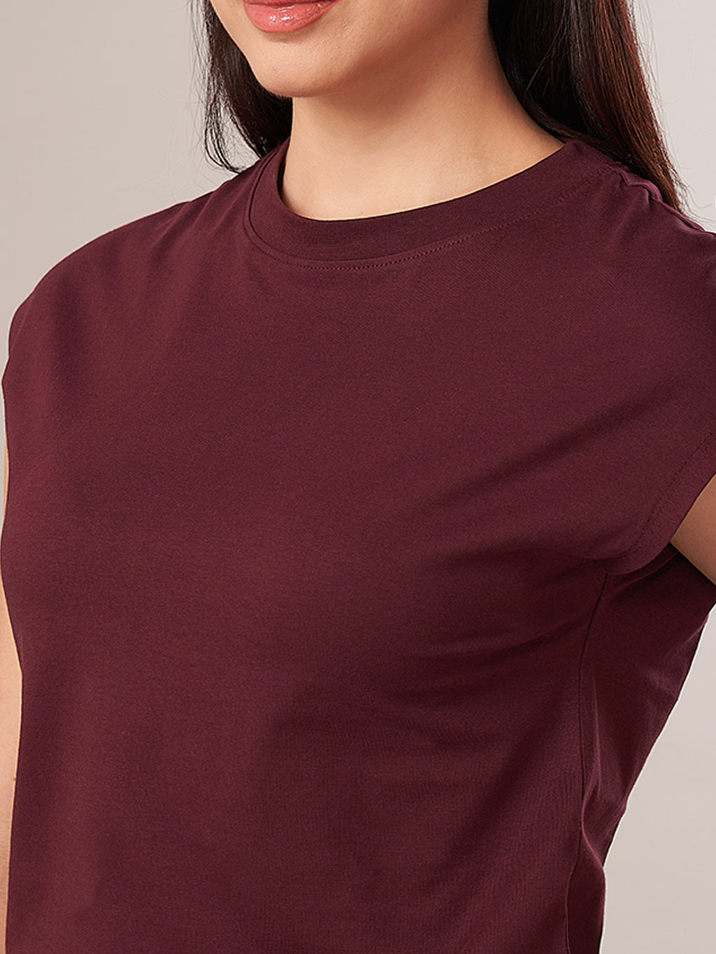 Women's 100% Cotton Regular Fit Tshirt Wine