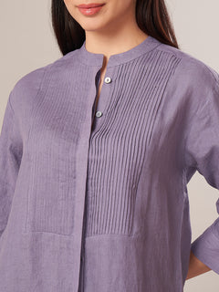 Women's 100% Linen Regular Fit Blouse Purple