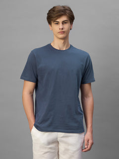 Men's Blue 100% Organic Cotton Regular Fit Tshirt