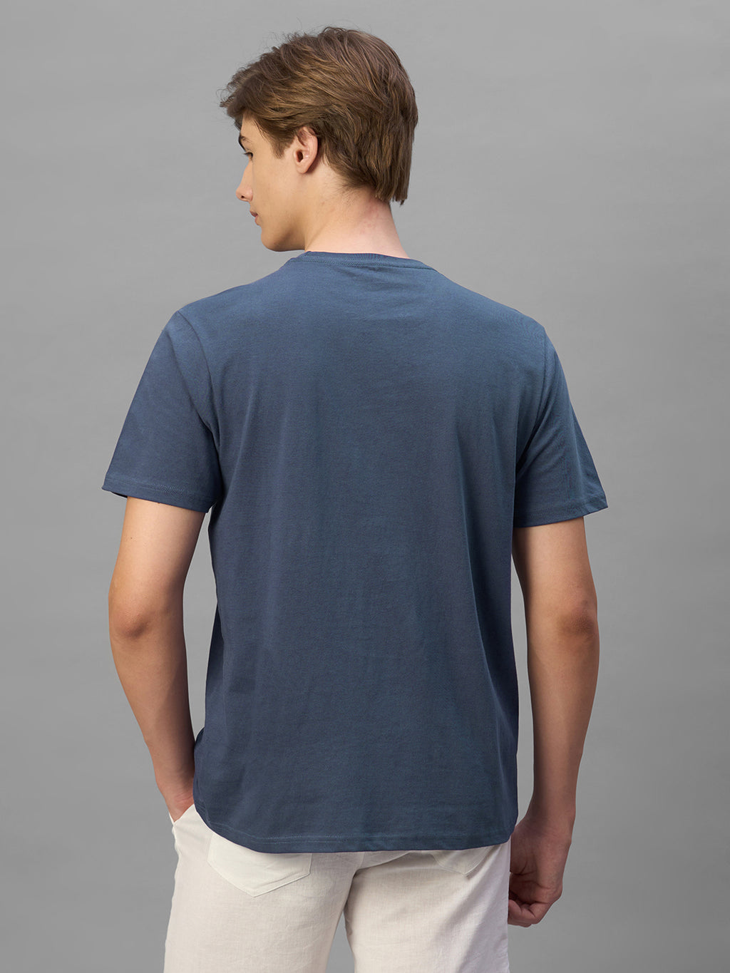Men's Blue 100% Organic Cotton Regular Fit Tshirt