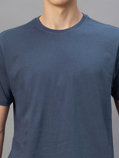 Men's Blue 100% Organic Cotton Regular Fit Tshirt