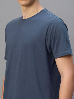 Men's Blue 100% Organic Cotton Regular Fit Tshirt