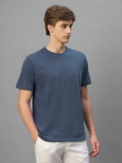 Men's Blue 100% Organic Cotton Regular Fit Tshirt