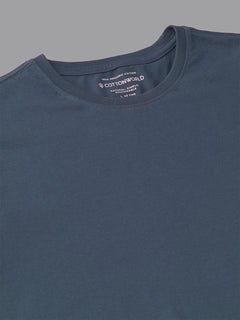 Men's Blue 100% Organic Cotton Regular Fit Tshirt
