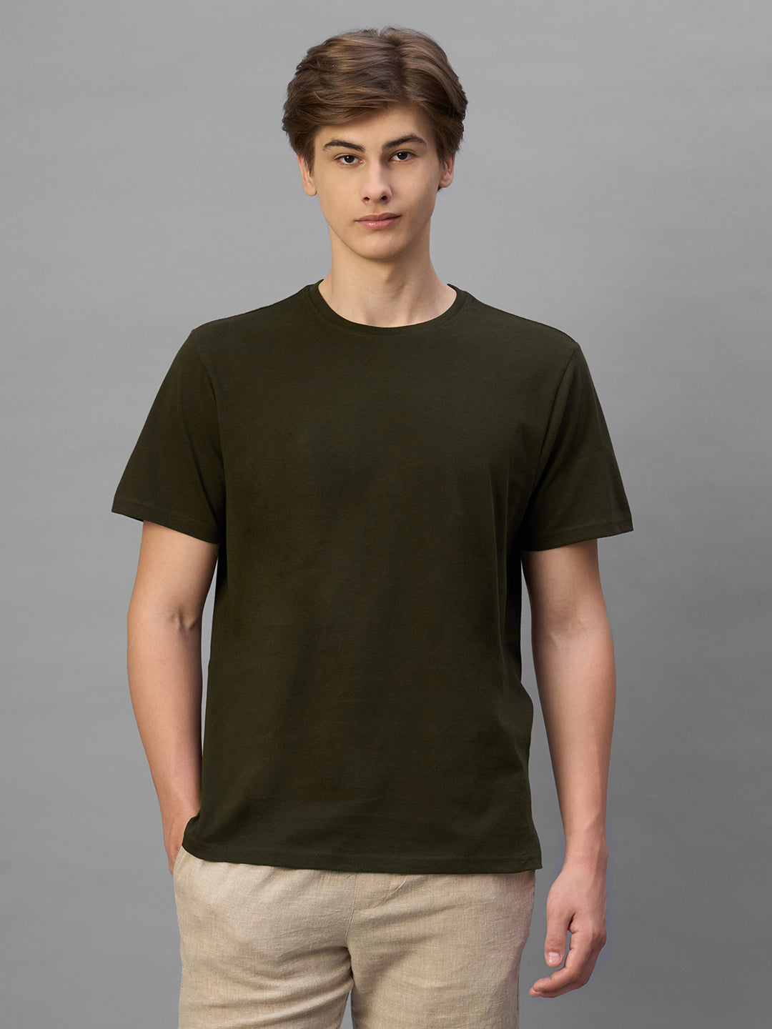 Men's Brown 100% Organic Cotton Regular Fit Tshirt